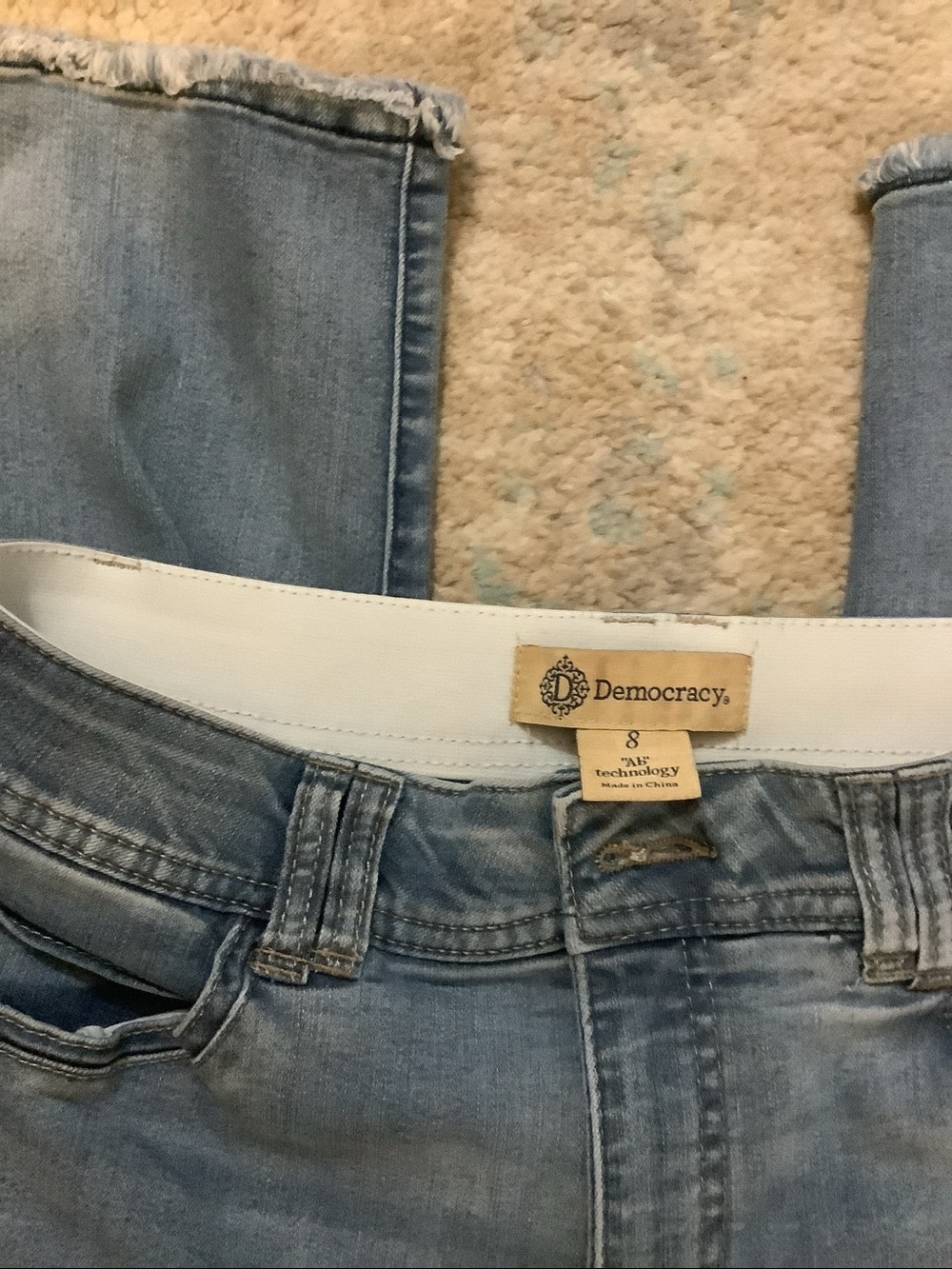 EUC Democracy light Blue straight leg Jeans with Frayed Hem size 8